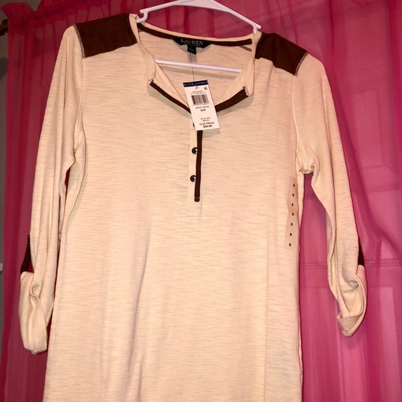 Ralph Lauren Tops - Ralph Lauren Cream & Suede Top S